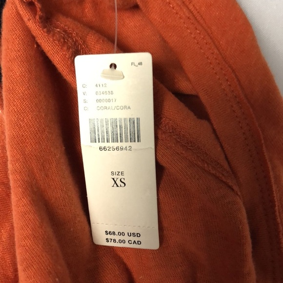 🤎 XS 🤎 NWT Anthro Henley Low Cut Linen Cotton Ruched Cuffs​ - Picture 7 of 8